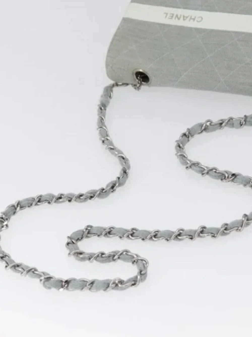 CHANEL Matelasse 26 Chain Shoulder Bag Jersey Gray Silver CC Auth 170659A